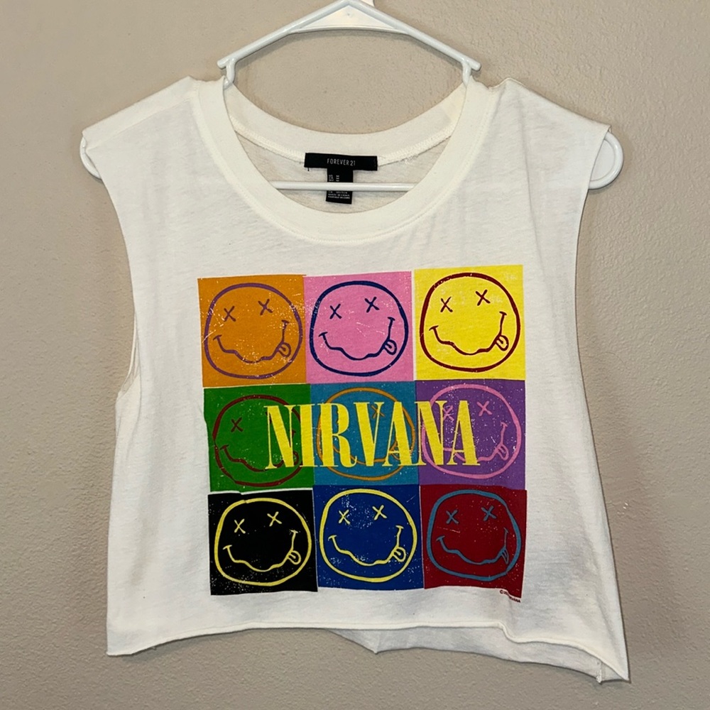 Forever 21 women’s cropped Nirvana tank top size M, never worn